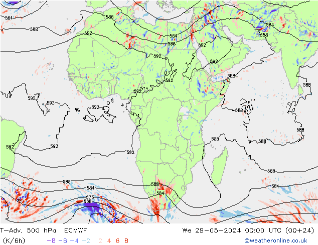 T-Adv. 500 hPa ECMWF We 29.05.2024 00 UTC