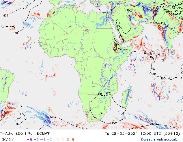 T-Adv. 850 hPa ECMWF Sa 28.05.2024 12 UTC
