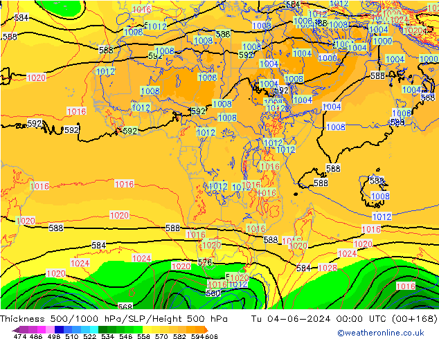 500-1000 hPa Kalınlığı ECMWF Sa 04.06.2024 00 UTC