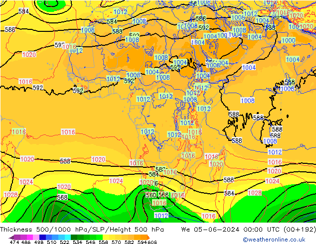 500-1000 hPa Kalınlığı ECMWF Çar 05.06.2024 00 UTC