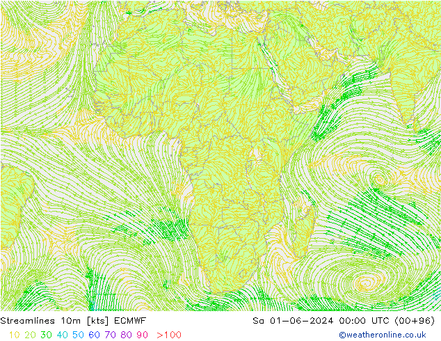 Stroomlijn 10m ECMWF za 01.06.2024 00 UTC