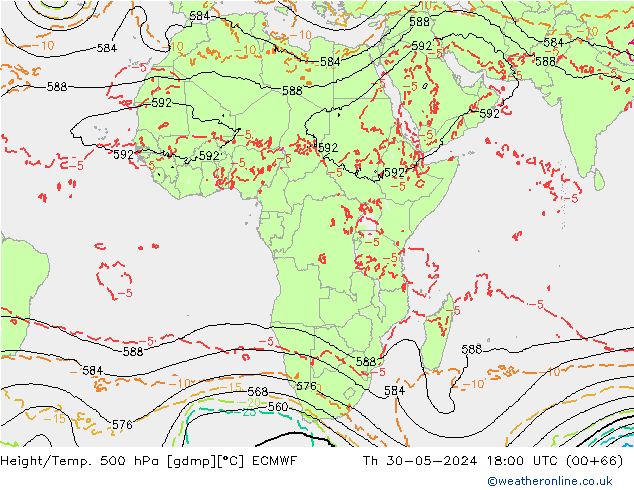 Z500/Rain (+SLP)/Z850 ECMWF jue 30.05.2024 18 UTC