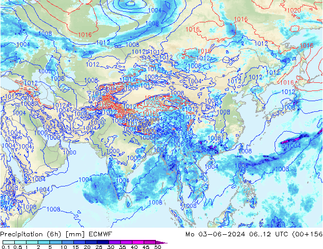 Z500/Rain (+SLP)/Z850 ECMWF Po 03.06.2024 12 UTC