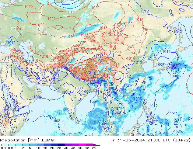 Precipitation ECMWF Fr 31.05.2024 00 UTC