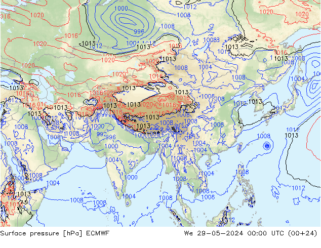 Surface pressure ECMWF We 29.05.2024 00 UTC