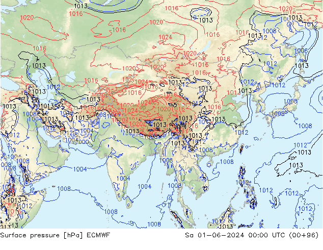 Surface pressure ECMWF Sa 01.06.2024 00 UTC