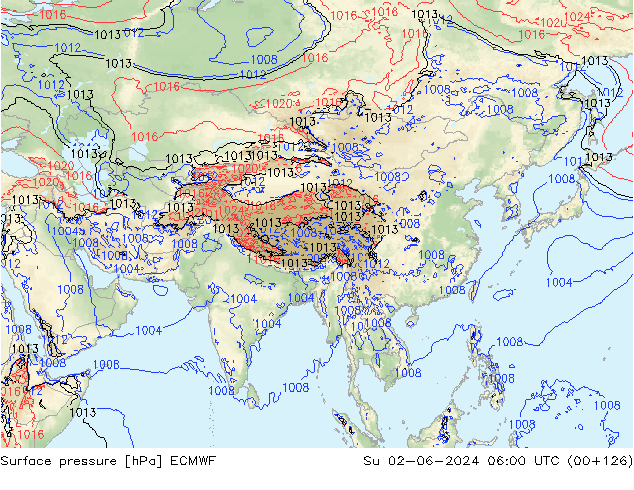 приземное давление ECMWF Вс 02.06.2024 06 UTC