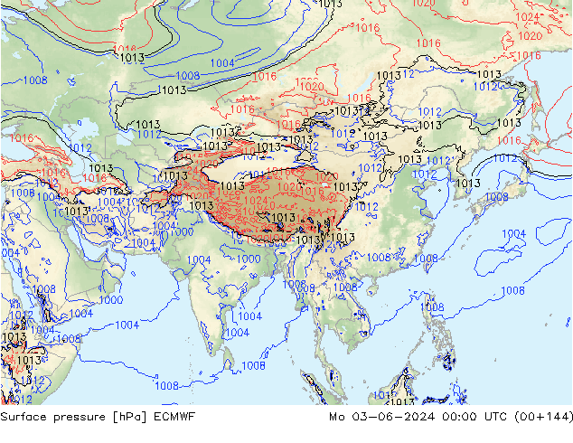 приземное давление ECMWF пн 03.06.2024 00 UTC