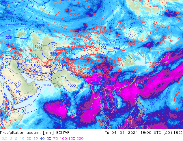 Précipitation accum. ECMWF mar 04.06.2024 18 UTC