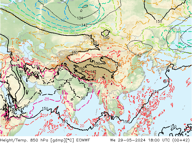 Z500/Rain (+SLP)/Z850 ECMWF Mi 29.05.2024 18 UTC