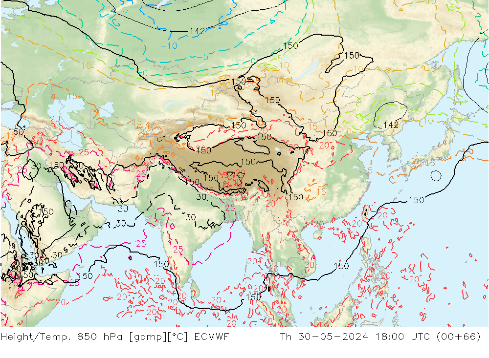 Z500/Rain (+SLP)/Z850 ECMWF Qui 30.05.2024 18 UTC