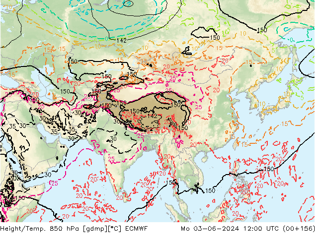 Z500/Rain (+SLP)/Z850 ECMWF Po 03.06.2024 12 UTC