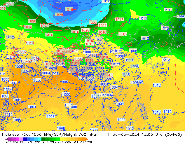 Thck 700-1000 hPa ECMWF jeu 30.05.2024 12 UTC