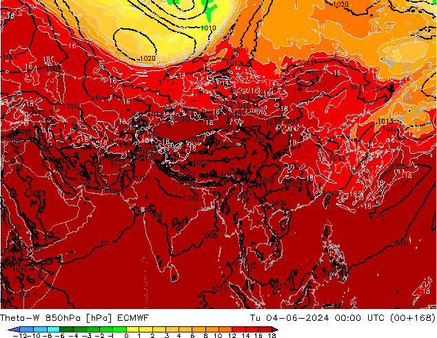 Theta-W 850hPa ECMWF Tu 04.06.2024 00 UTC