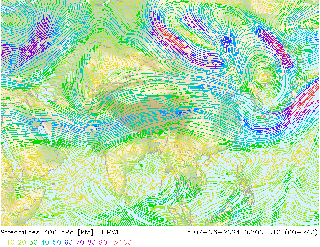 ветер 300 гПа ECMWF пт 07.06.2024 00 UTC