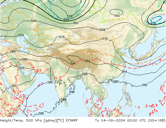 Z500/Yağmur (+YB)/Z850 ECMWF Sa 04.06.2024 00 UTC