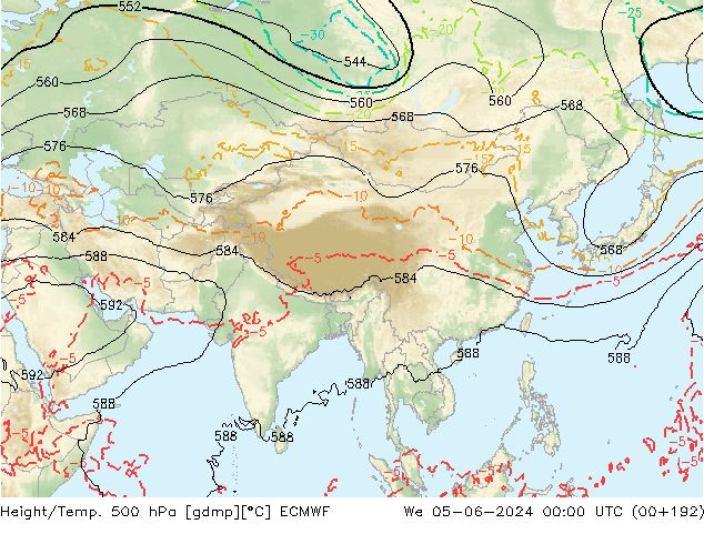 Z500/Regen(+SLP)/Z850 ECMWF wo 05.06.2024 00 UTC