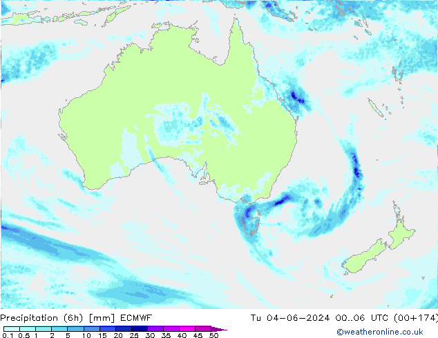 Yağış (6h) ECMWF Sa 04.06.2024 06 UTC