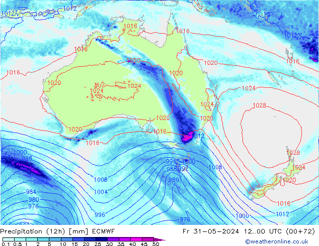 Precipitation (12h) ECMWF Fr 31.05.2024 00 UTC