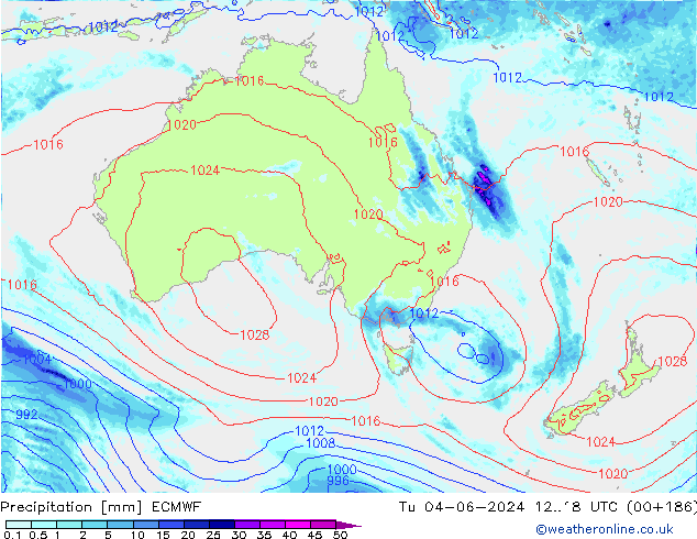 Precipitation ECMWF Tu 04.06.2024 18 UTC