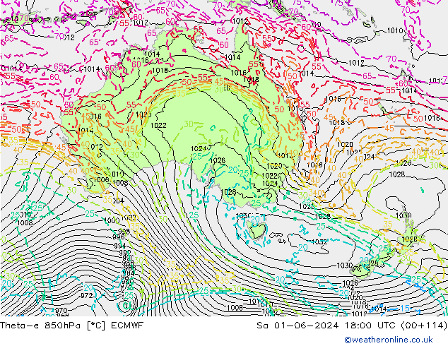 Theta-e 850hPa ECMWF Cts 01.06.2024 18 UTC