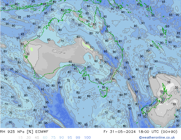 RH 925 hPa ECMWF Fr 31.05.2024 18 UTC