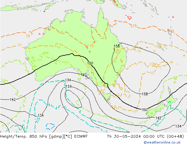 Z500/Yağmur (+YB)/Z850 ECMWF Per 30.05.2024 00 UTC