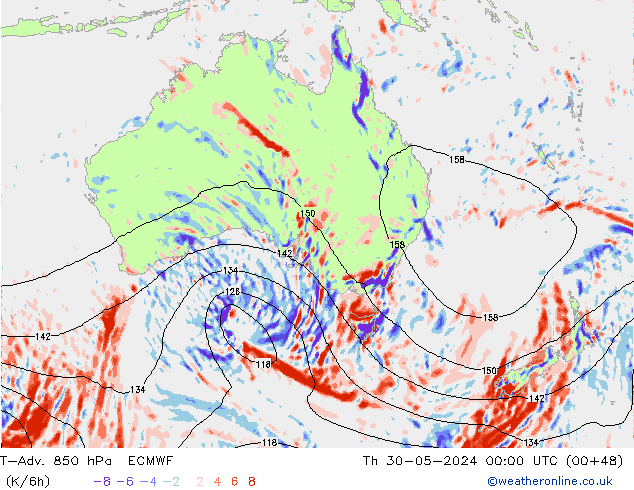 T-Adv. 850 hPa ECMWF Th 30.05.2024 00 UTC