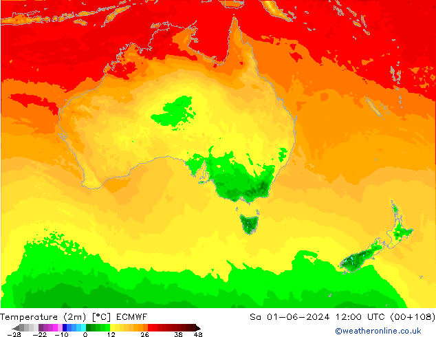 карта температуры ECMWF сб 01.06.2024 12 UTC
