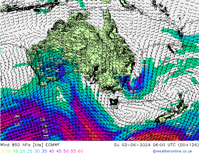 Vento 850 hPa ECMWF dom 02.06.2024 06 UTC