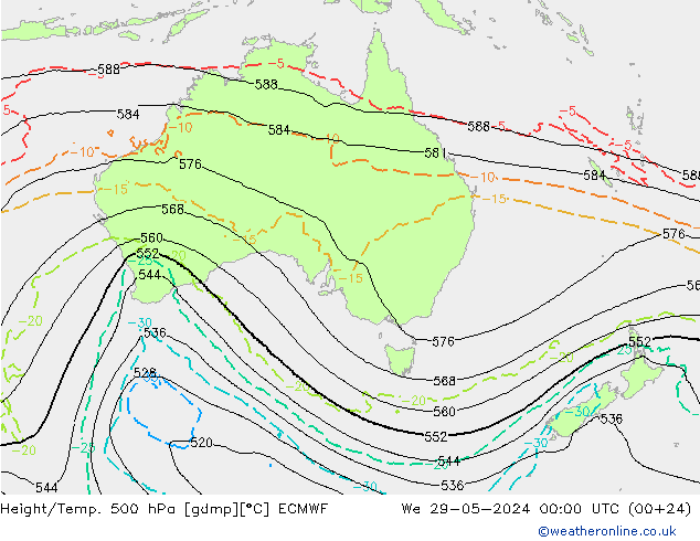 Z500/Rain (+SLP)/Z850 ECMWF We 29.05.2024 00 UTC