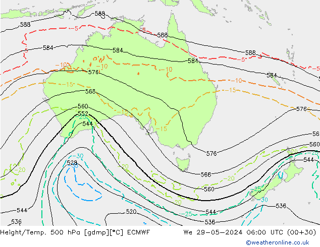 Z500/Regen(+SLP)/Z850 ECMWF wo 29.05.2024 06 UTC