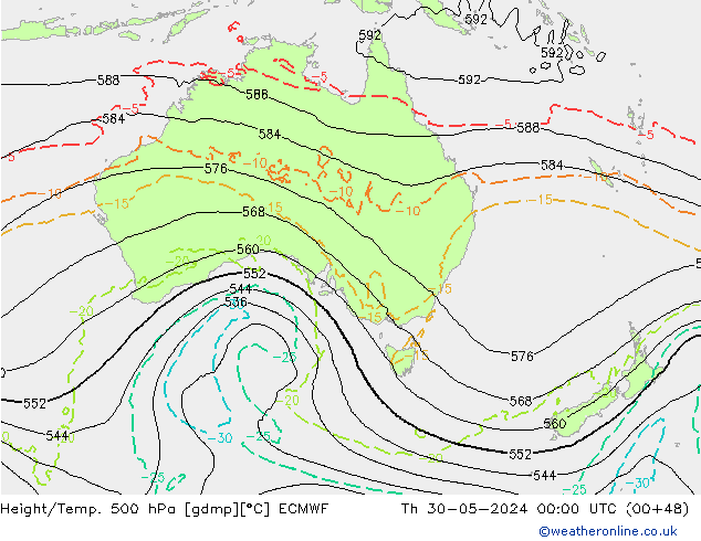 Z500/Yağmur (+YB)/Z850 ECMWF Per 30.05.2024 00 UTC