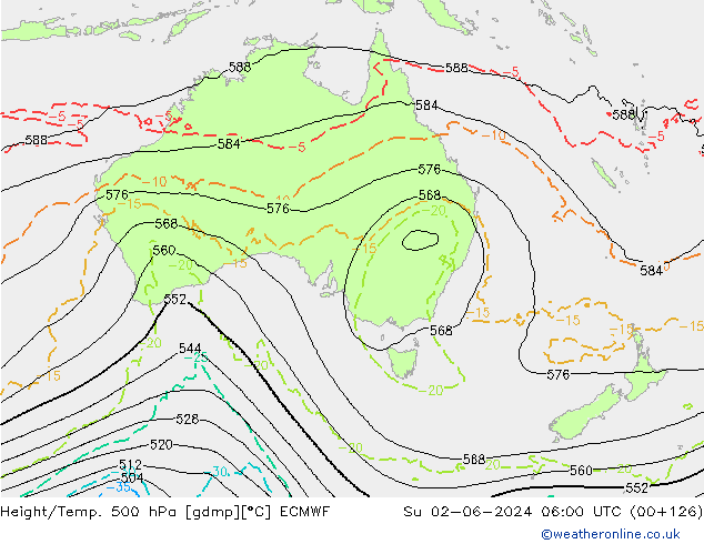 Z500/Rain (+SLP)/Z850 ECMWF dom 02.06.2024 06 UTC