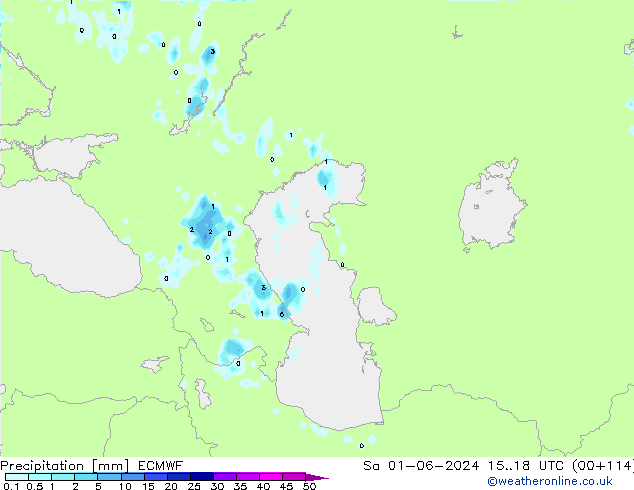 Precipitation ECMWF Sa 01.06.2024 18 UTC