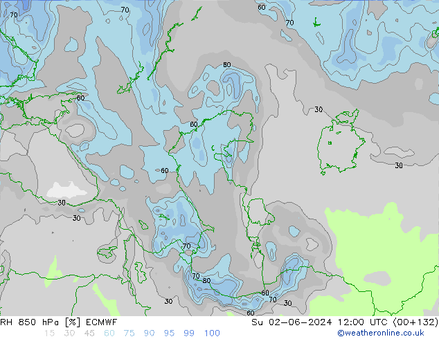 850 hPa Nispi Nem ECMWF Paz 02.06.2024 12 UTC