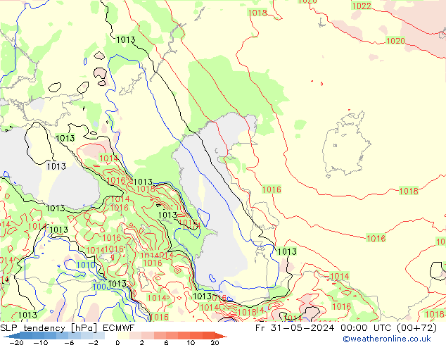 SLP tendency ECMWF Pá 31.05.2024 00 UTC