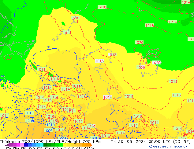 Thck 700-1000 hPa ECMWF  30.05.2024 09 UTC