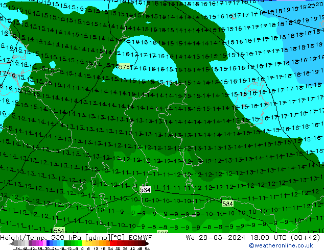 Z500/Rain (+SLP)/Z850 ECMWF Qua 29.05.2024 18 UTC