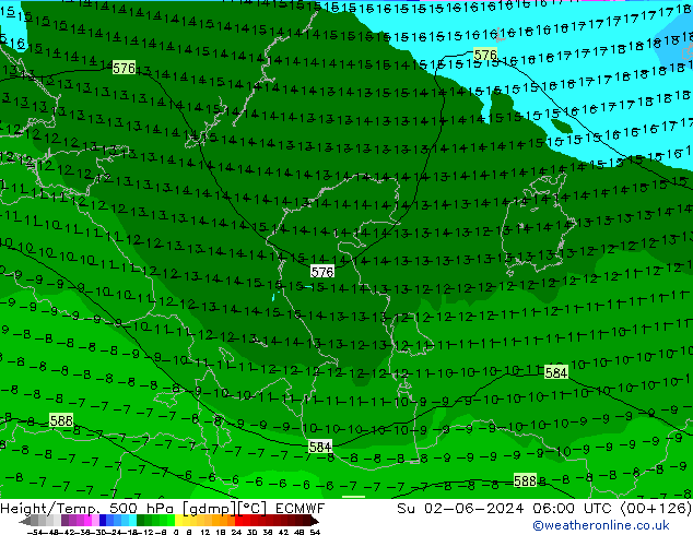 Height/Temp. 500 hPa ECMWF Su 02.06.2024 06 UTC