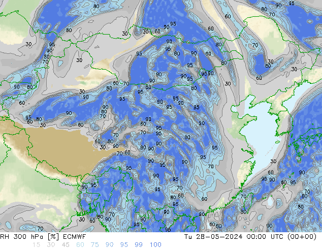 Humedad rel. 300hPa ECMWF mar 28.05.2024 00 UTC