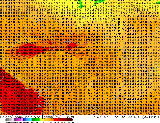 Height/Temp. 850 hPa ECMWF 星期五 07.06.2024 00 UTC