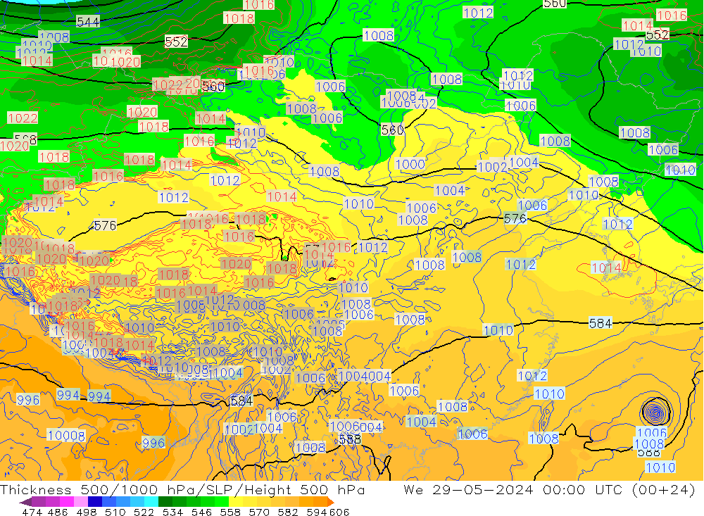 Thck 500-1000hPa ECMWF 星期三 29.05.2024 00 UTC