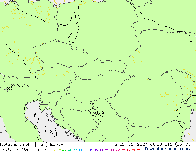 Isotaca (mph) ECMWF mar 28.05.2024 06 UTC