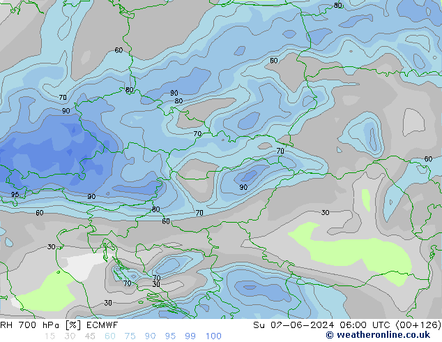 RH 700 hPa ECMWF nie. 02.06.2024 06 UTC