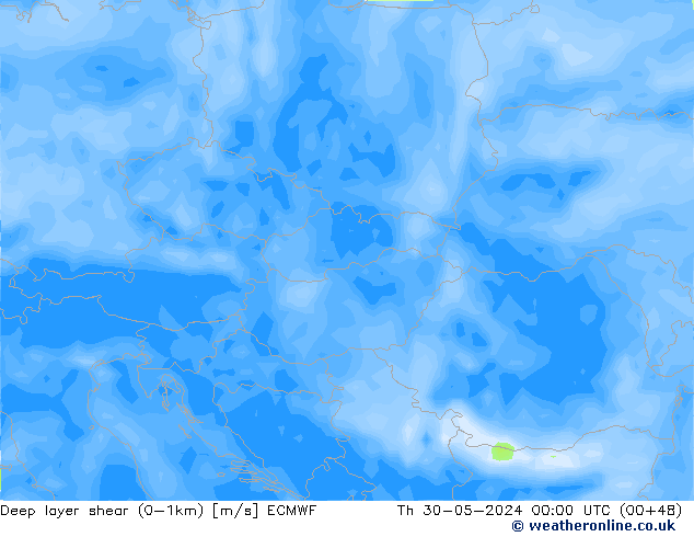 Deep layer shear (0-1km) ECMWF Do 30.05.2024 00 UTC