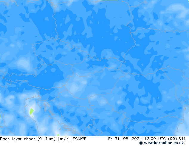 Deep layer shear (0-1km) ECMWF Sex 31.05.2024 12 UTC