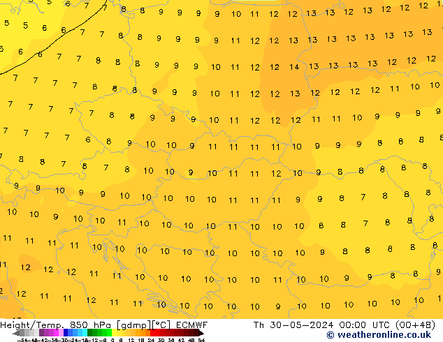 Z500/Rain (+SLP)/Z850 ECMWF Th 30.05.2024 00 UTC