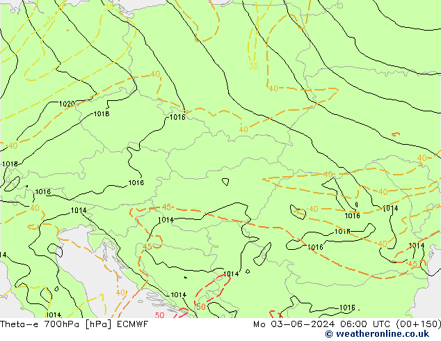 Theta-e 700hPa ECMWF Pzt 03.06.2024 06 UTC