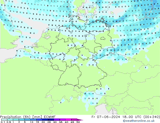 Précipitation (6h) ECMWF ven 07.06.2024 00 UTC